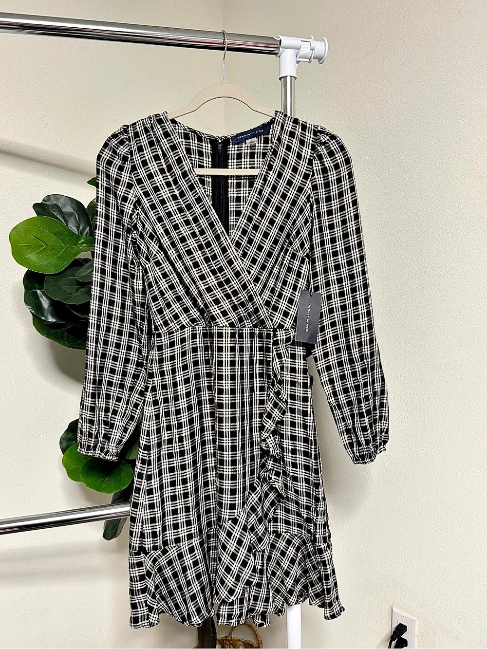 NWT Tommy Hilfiger Plaid Ruffle Wrap Dress